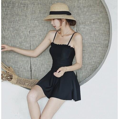 2021 New Swimsuit Women Swimwear Korean Style 2 Piece Sets Strap Waist Skirt Swimming Bathing Suit Beach Wear Monokini