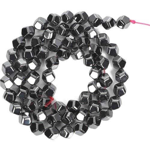 Octahedron Faceted Black Hematite Beads Natural Stone Beads Round Loose Beads For Jewelry Making DIY Bracelet Accessories 2--1mm