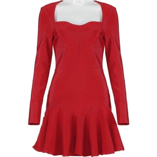 Women Bnadage Dress Long Sleeve Sexy Bodycon Party Club Celebrity Ladies Clothing Autumn Winter Dresses