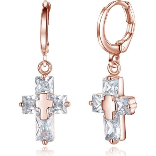 Luxury Earrings for Women Fashion Cross CZ Zircon Punk Jewelry Female Girl Friendship Gifts Accessories