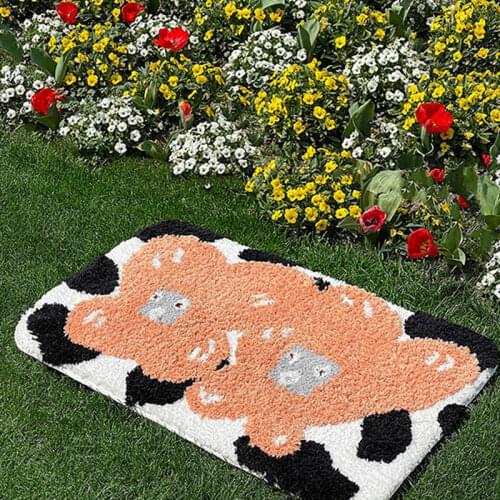 Cow Print High Quality Thicken Bath Carpet Mat Bathroom Water Absorption Plush Floor Mats Entrance Doormat Non-slip Toilet Rug