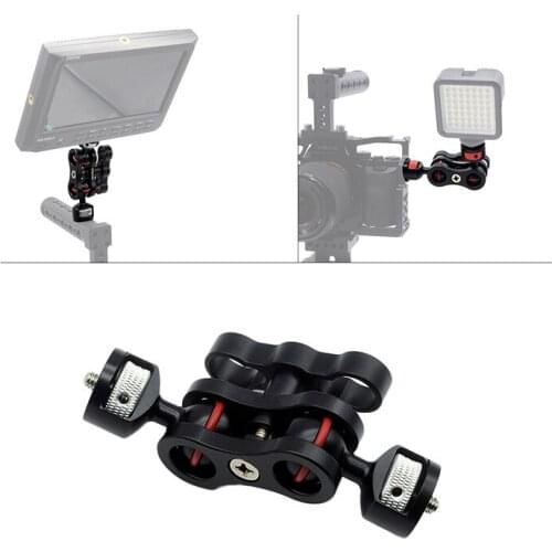 1/4'' Tripod Rig Articulating Magic Arm for Camera Monitor LED Video Flash Light Camera Cage with Dual Ball Head Hot Shoe Mount