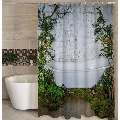 Modern Landscape 3D Shower Curtain Bathroom Decoration Waterproof Shower Curtain with Hook Multifunctional Anti-peeping Curtain