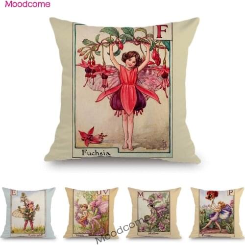 Lovely Cute Velvet Flower Plant Fairy Cartoon Baby Children Kids Room Art Decor Sofa Throw Pillow Case Short Plush Cushion Cover