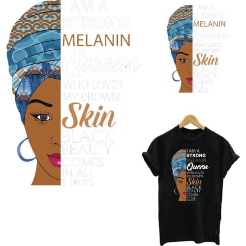 African Girl Heat Transfer Thermal Sticker DIY A-level Washable T-shirt Iron On Patches For Clothing Fashion Girl Applique