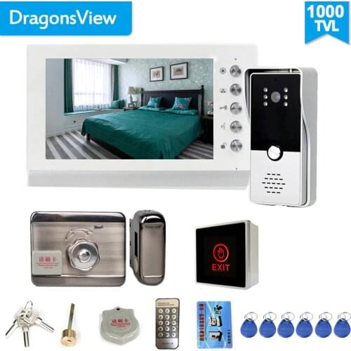 Dragonsview 7 Inch Video Door Phone Intercom System White/Black Video Door Entry Panel Intercoms for Private Home Call Panel