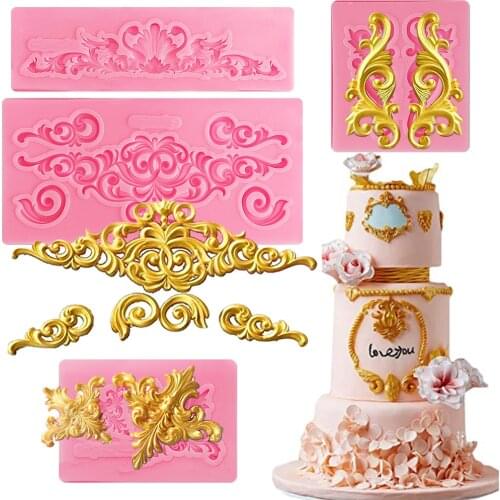 Vintage Relief Fondant Cake Border Silicone Mold For Wedding Chocolate Cake Tools Butterfly Pattern Baking Mould