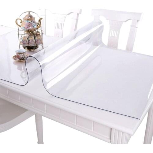 Soft Glass Tablecloth Transparency PVC table cloth Waterproof Oilproof Kitchen Dining Table Cover for Rectangular table 1.0mm