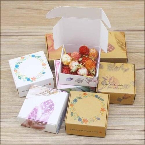 ZerongE jewelry20/50pcs DIY Handmade gifts box white/ kraft paper Gift box Packaging For Wedding home party muffin packaging box