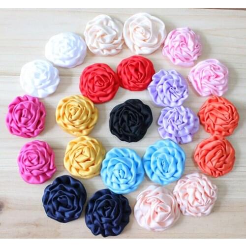 1.3-1.5'' Satin rolled rosette Flowers Head Rolled Flowers Center 100pcs/lot 12 color IN STOCK Free Shiping