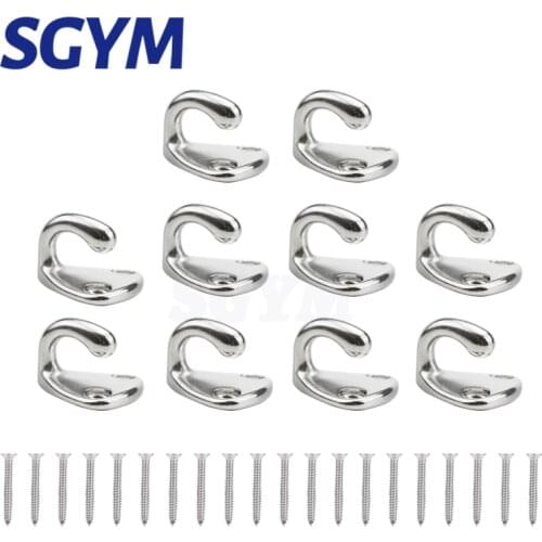 10pcs Marine 316 Stainless Steel Mini Boat Fender Hook Carabiner Pad Eye Marine Sailing Silver Fender Hooks 28mm x 28mm