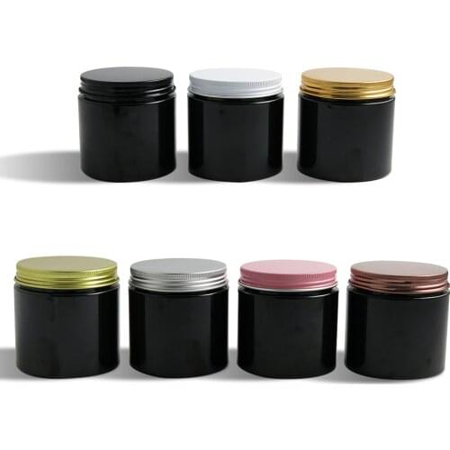 20 x 200G Travel Empty Black PET Jars with Black Aluminium Screw Lids 200g 200cc Cream Cosmetic Containers packaging