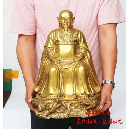 48CM # blessing Company SHOP Store home TOP efficacious Talisman Protection-ZUI SHI YE ZHENWU dragon Chinese FENG SHUI statue