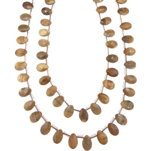 8 X12mm Natural Unpolished Petrified Wood Jaspers Beads Teardrop Faceted Gemstone Gem Strand Beads for Jewelry Making Unique