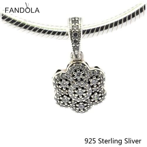 CKK 925 Sterling Silver Jewelry Crystallised Floral Fashion Charms Beads Fits Original Bracelets & Necklace