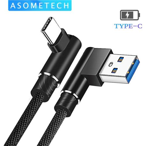 Type C USB Cable 90 Degree Charging Cable For Samsung S9 S10 S8 2A Fast Charger Data Cable For Xiaomi Mi 9 Huawei P30 P20 Mate20