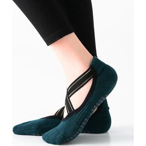 USHINE Quality Bandage Yoga Socks Non-slip Towel Bottom Pilates Socks Breathable Quick-drying Backless Barre Dance Socks Woman