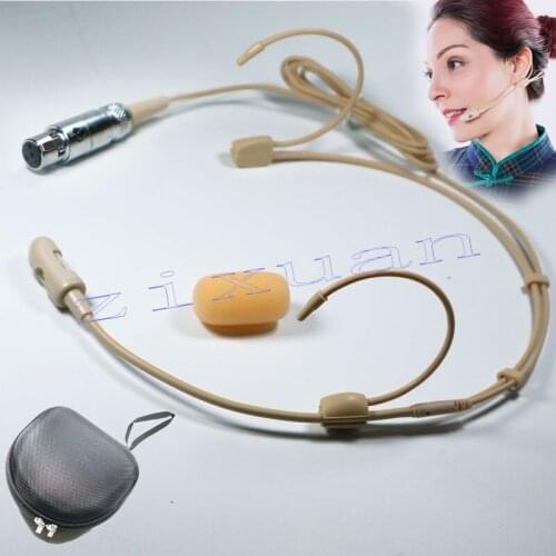 Classical Cardioid Headset Microphone for Shure SLX PGX ULX QLX etc Wireless Stage Performance Mics Beige Dual ear Mike TA4F