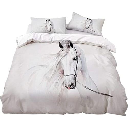 Horse Bedding Set Single Twin Full Queen King Size Animal Horses Bed Set Childrens Kid Bedroom Duvetcover Sets 3D 006