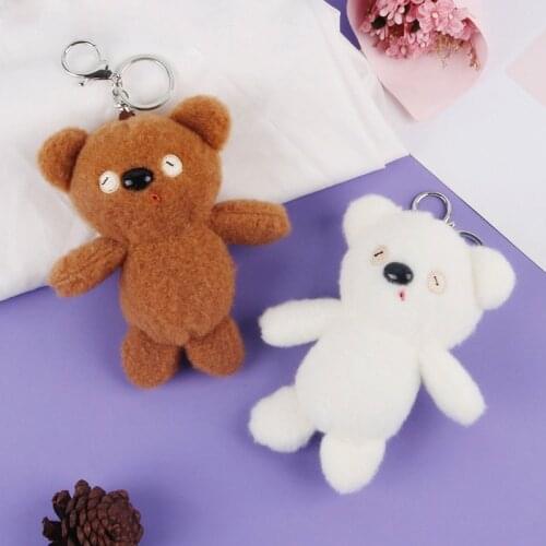 Cute Animal Plush Keychain Cartoon Bear Plush Soft Toy Keyring for Women Girl Kids Bag Pendant Charm Key Chains Gifts