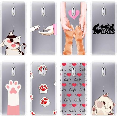 TPU Heart Cat Kawaii Girl Cute Love Funny Soft Back Cover For Nokia 1 2 3 5 6 8 Phone Case Silicone For Nokia X6 7 Plus