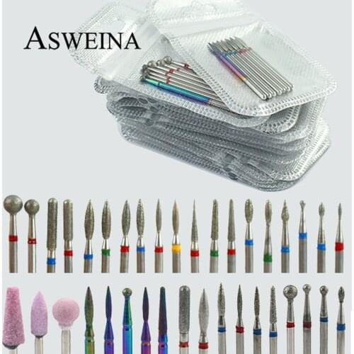 7pcs Diamond Nail Drill Bit Set Rotery Milling Cutters Bits For Electric Pedicure Manicure Machine Nail Burr Tools Accessories