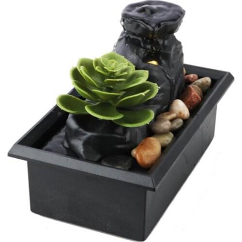 Small Relaxation Waterfall Desktop Fountain Ornament Plastic Flowing Water Fountains Interiors Pot For Home Decor Dropshipping