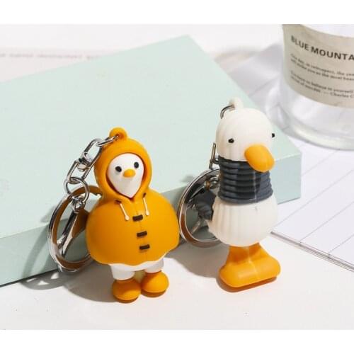 The New Fashion cute raincoat duck keychain Key Rings Alloy Charms Gifts Wholesale