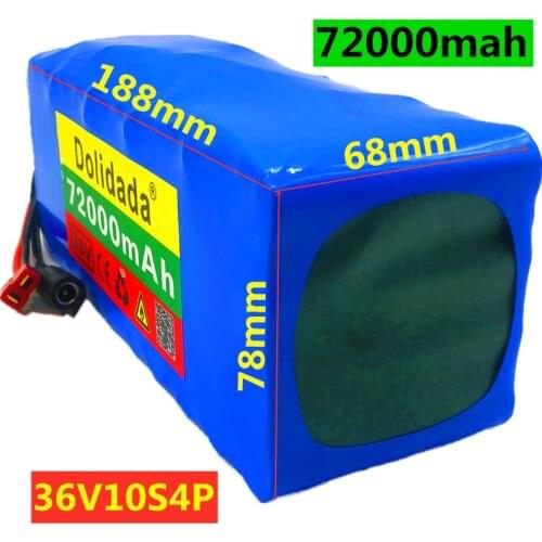 NEW 36V battery 10S4P 72Ah battery pack 500W high power battery 42V 72000mAh Ebike electric bike BMS