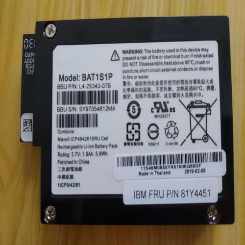 New BAT1S1P battery For LSI BBU08 BBU09 LSI00279 IBM 81Y4451 81Y4491 M5000 M5014 M5015 9260 9280 9265 9271 9285 9266 9286 Raid