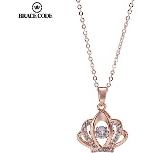 Titanium Steel Necklace Zircon Crown Pendant Clavicle Chain Charm Women Necklace Simple Fine Brand Women Necklaces Gifts Jewelry