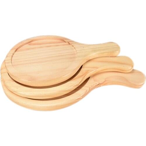 7/8/9in Handmade Pizza Pan Cake Dessert Fruit Dish Serving Tray Wooden Pizza Paddle Chopping Board Professional Bakeware Tools