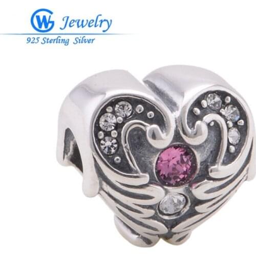 Heart Charm With Crystal 925 Sterling Silver Jewelry Making Pendants Beads Fits Bracelets Bangles Factory GW Jewelry X284