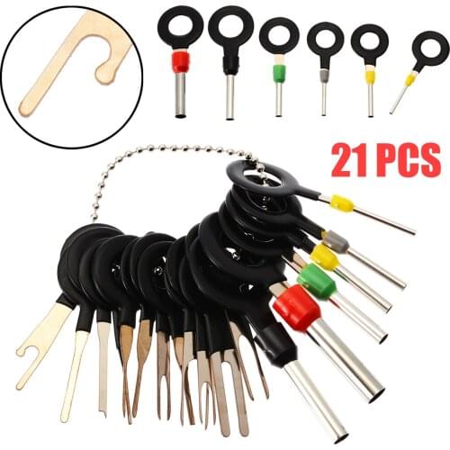 Practical 21pcs/set Car Truck Electrical Terminal Wiring Crimp Connector Pin Removal Key Tool Kit Universal For Car Truck SUV