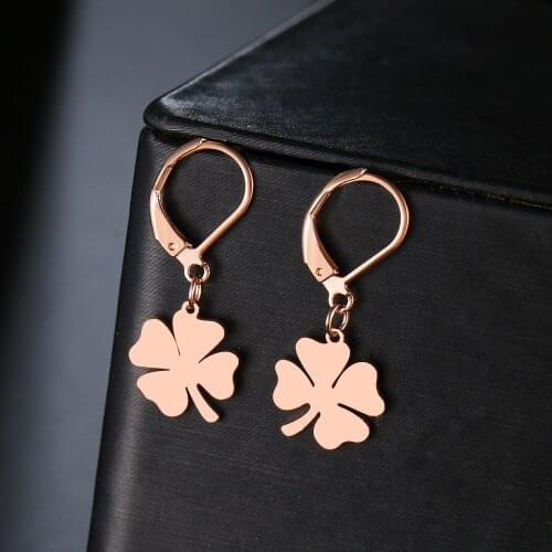 DOTIFI Hot Sale Earrings For Women Lucky Clover Stainless Steel Gold Color Earrings Engagement Jewelry Birthday Party Gift
