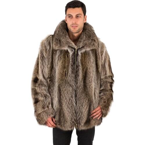 Fur Coat Men Winter Raccoon Fur Jacket 2021 New Fashion Warm Overcoat Plus Size Custom Free Shipping