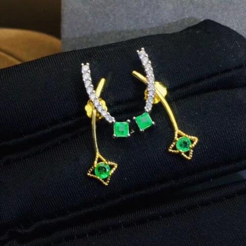 Natural and Real Emerald earring Free shipping Natural real emerald 925 sterling silver earrings