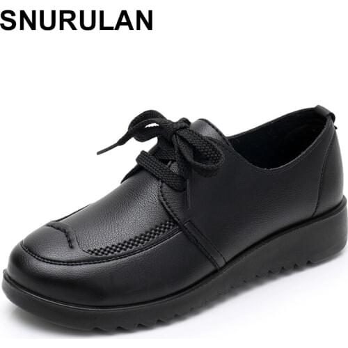SNURULAN Mom Shoes Middle-Aged and Elderly Non-Slip Soft Bottom Flat Casual Shoes Women
