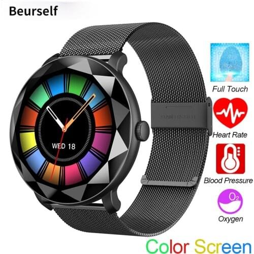 Smart Round Watch YH8 Activity Tracker Heart Rate Oxygen Monitor Sports Touch Color Screen Smartwatch Men Women For Android IOS