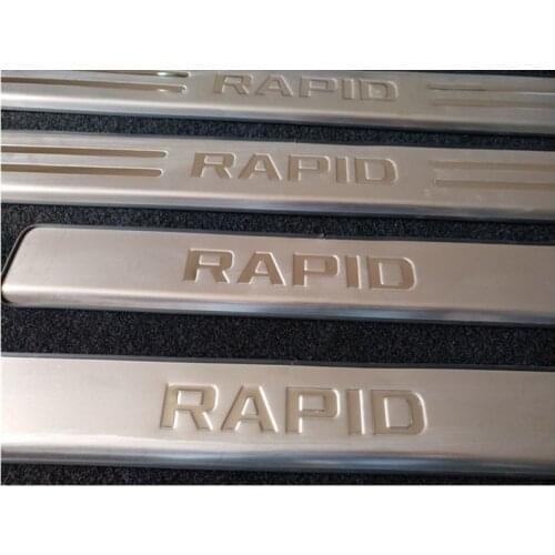 High quality stainless steel Scuff Plate/Door Sill Protector Sticker Car Styling For 2013 Skoda Rapid