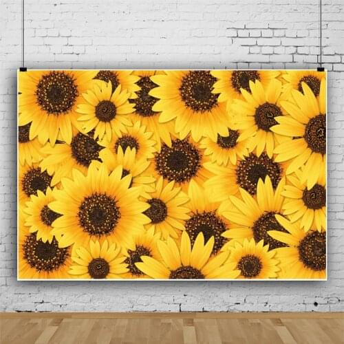 Yellow Blooming Sunflowers Portrait Photography Backdrop Decor Baby Shower Birthday Photo Background Studio Photocall Props