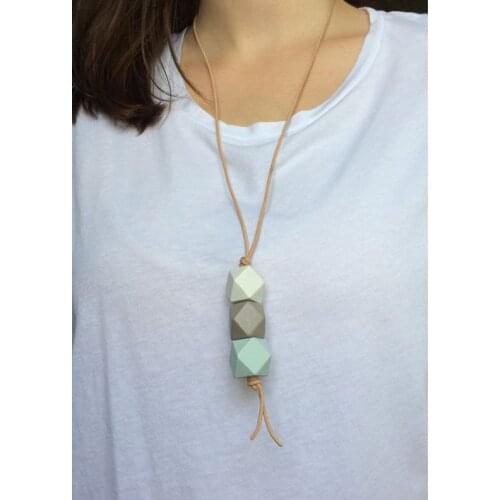 Women 20mm Geometric Beads Pendant Necklaces With 80cm Leather Rope Chain For Spring Can Choose Other Colors 2Pcs