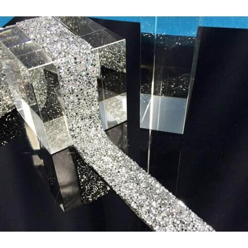1 Yard 3cm Width Hot Fix Sparkle Point Glass Crystals Beads Ribbon Trim Lace For Sewing Wedding Dress Belt Craft DIY