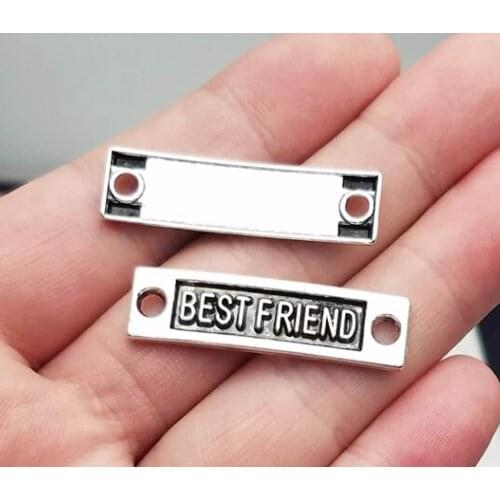 15pcs/lot--35x9mm, Antique bronze/silver plated best friend connector Charms ,DIY supplies, Jewelry accessories