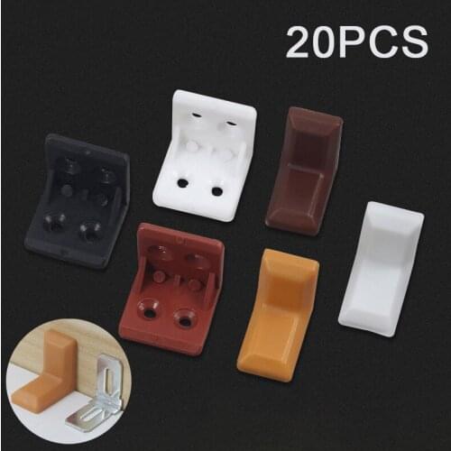 20pcs/lot Wonzeal Plastic Thickened Corner Brackets Furniture 90 degree Angle Corner Code Cabinet Furniture Hardware