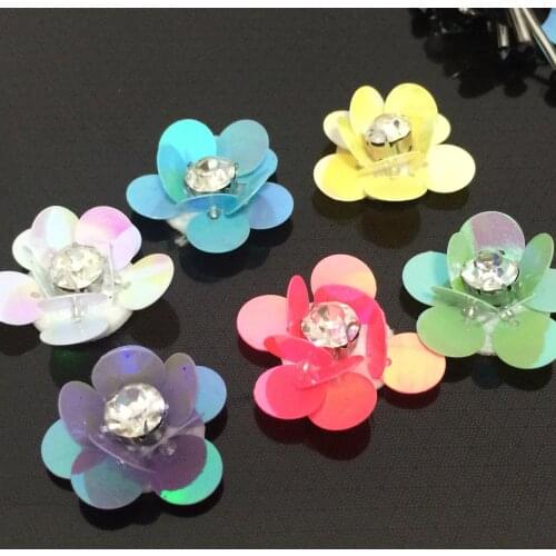 20pcs Multicolor Flower bead rhinestone crystal sequins patches sewing on patch fashion clothing decoration accessories Apparel