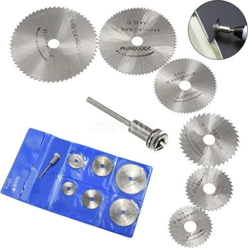 50Sets/Lot 6 Saw Blade 1pc Pole Hss High-speed-steel Circular Rotary Blade Wheel Discs Mandrel for Metal Dremel Tools