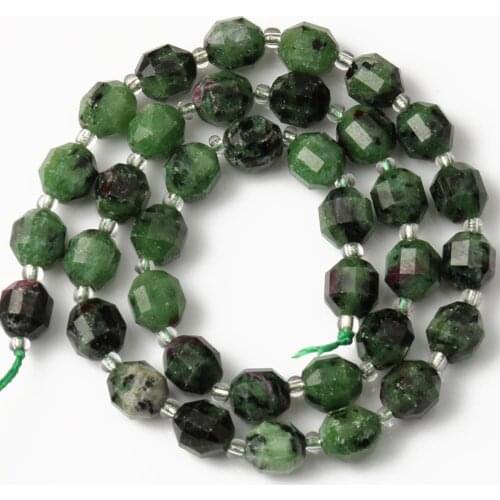 8MM Natural Faceted Epidote Rubys Zoisite Stone Beads Top Quality Round Loose Spacer Beads For Jewelry Making Diy Bracelets 15"