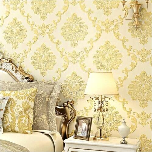 Beibehang European style luxury 3d three-dimensional non-woven wallpaper bedroom living room damascus relief wallpaper