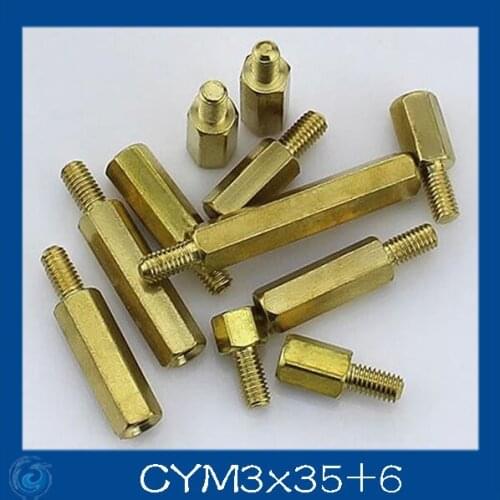 Free shipping M3*35+6mm Column M3 Single head angle of six pillars/Brass screw/Six angle separation column/M3-Series Screw cap